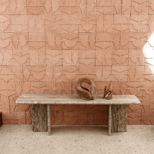 silver travertine bench - efesus home