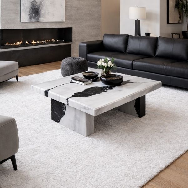 Panda White Mermer Orta Sehpa 16 3 3 - efesus home